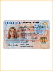 Arkansas Drivers License PSD Template front