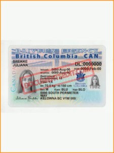 British Columbia Can Driver License Front