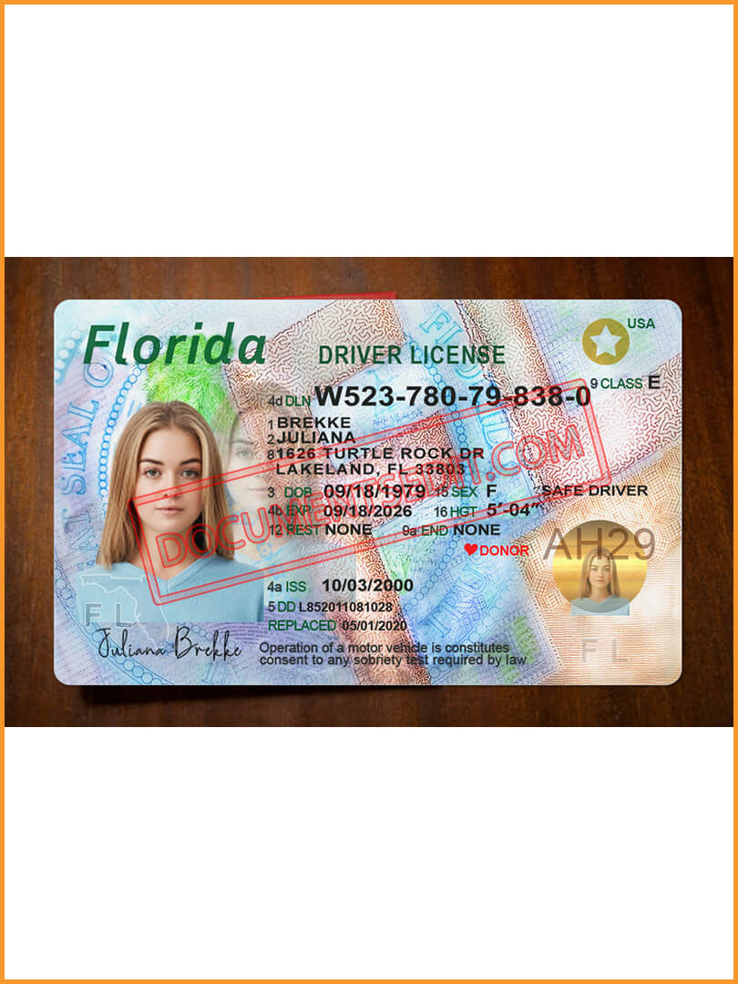 New Florida Driver's License PSD Template Documents Edit