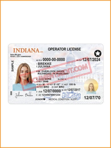 Best Indiana Driver License PSD Template 2022