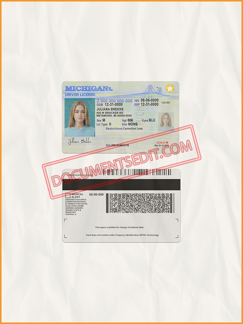free michigan drivers license template