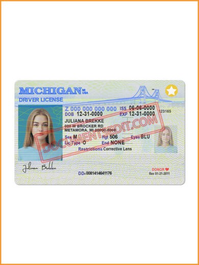 Best Michigan Driver License Template 2022