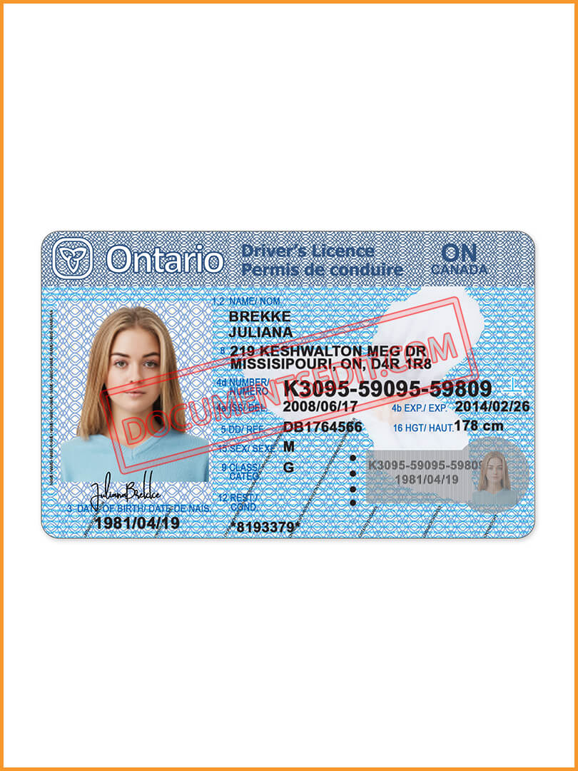 ontario drivers license template psd free
