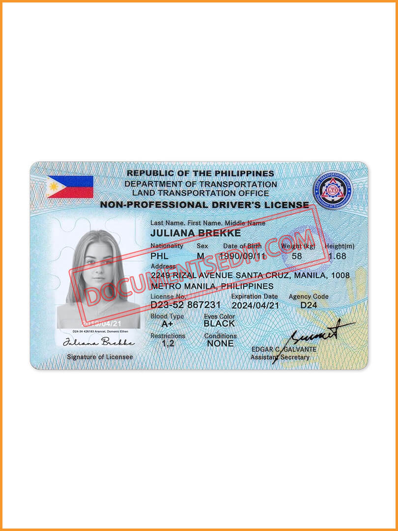 Philippines Driving License Template Free Download