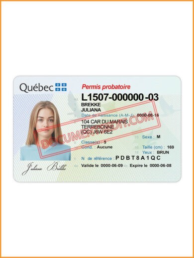 Quebec British Driver License