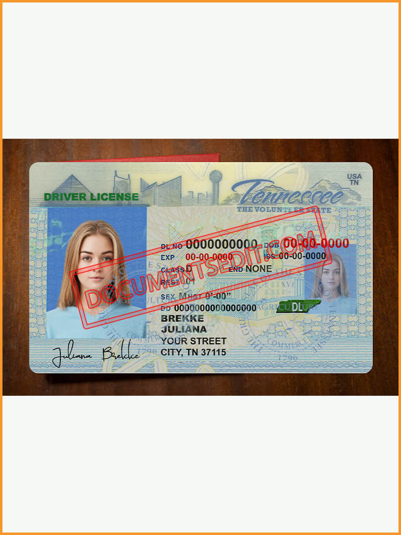 Tennessee Driver License PSD Template Documents Edit