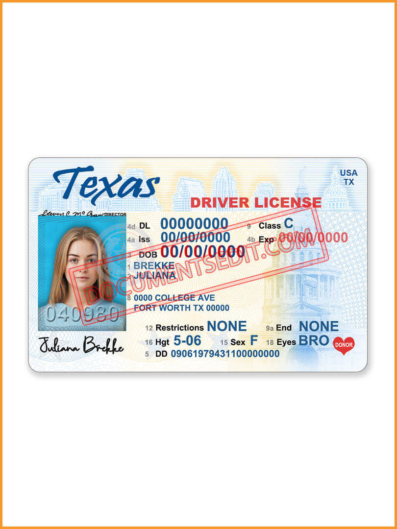 Psd Template Texas Driver License V1 Documents Edit