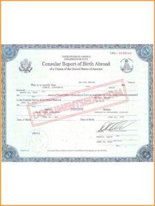 Consular Report Of Birth Abroad-United States Of America