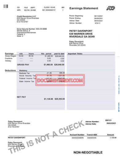 Earnings Statement Template