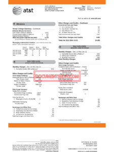 Utility Bill | AT&T | Wireless Statement