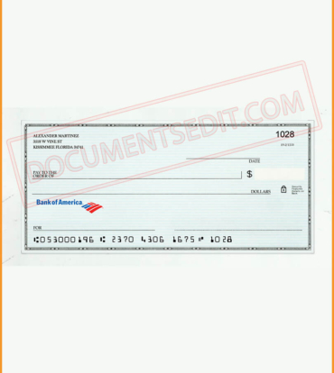 Bank of America Bank Check