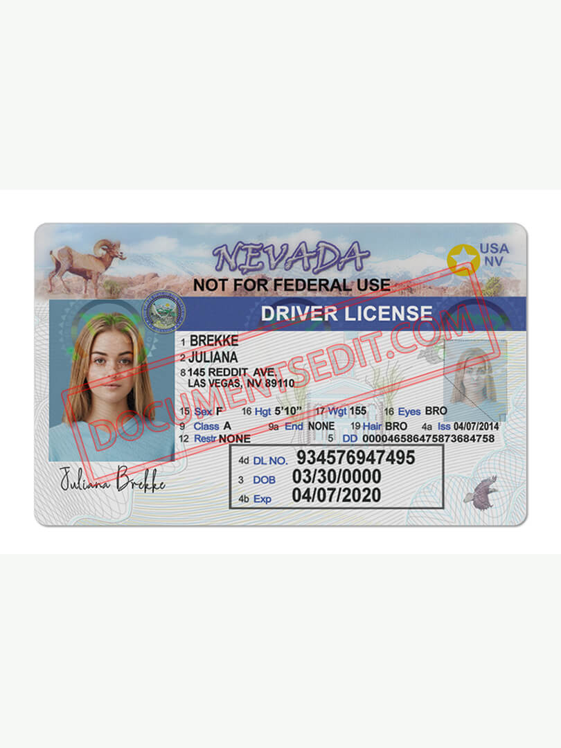 Free nevada drivers license template