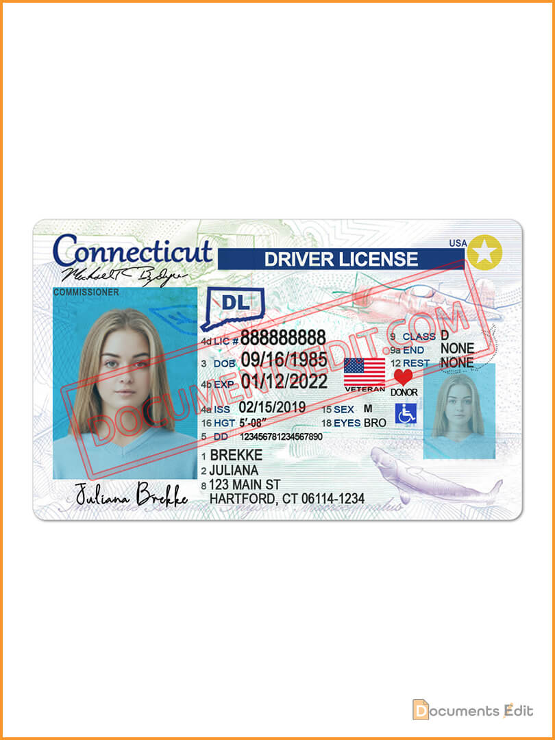 Connecticut Driver License Template (V2) Documents Edit
