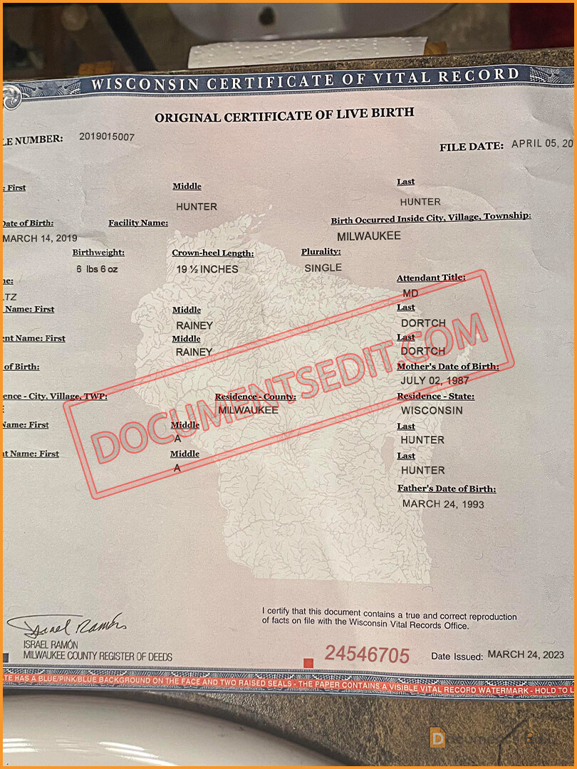 Wisconsin Birth Certificate Template Documents Edit
