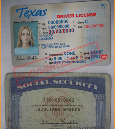 SSN and Texas Driver License