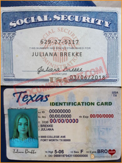 SSN and Texas Identification Card