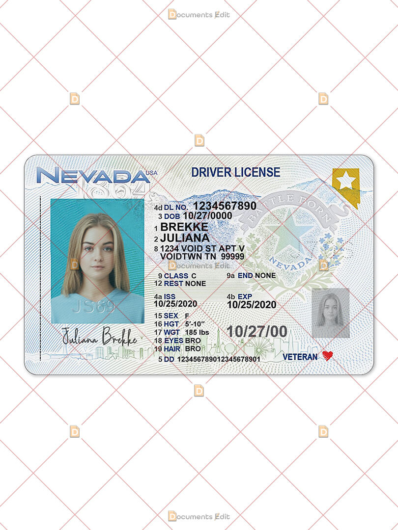 Nevada Driver License Psd Template V2 Documents Edit