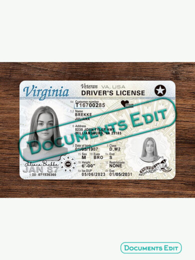 DocumentsEdit Virginia Driver License PSD Template 3