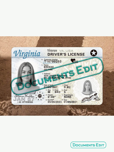 DocumentsEdit Virginia Driver License PSD Template 4